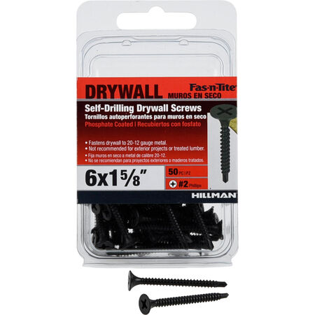 Hillman Fine Self Drilling Drywall Screws (#6 x 1-5/8 in.) - 50 pc