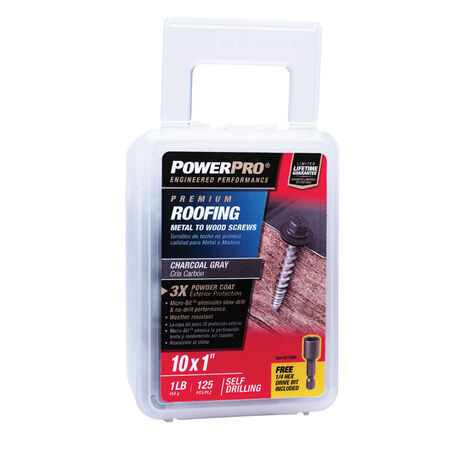 Power Pro Gray Self Drilling Metal-to-Wood Roofing Screws (#10 x 1 in.) - 125 pc