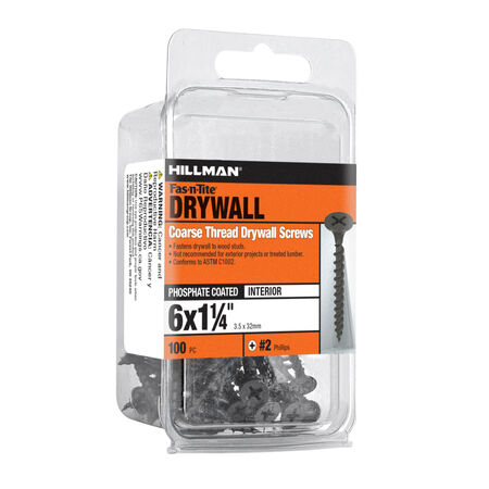 Hillman Coarse Thread Drywall Screws (#6 x 1-1/4 in.) - 100 pc