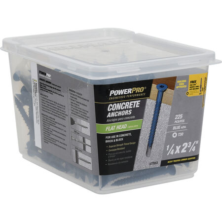 Power Pro Blue Flat-Head Concrete Screw Anchor (1/4 in. x 2-3/4 in.) - 225 pc