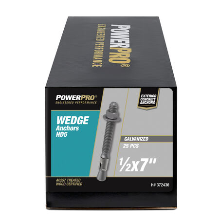 Hillman Mechanical Galvanized Power-Stud Wedge Anchor (1/2 in. x 7 in.) - 25 pc