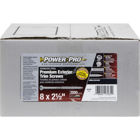 Power Pro Premium 305 Stainless Steel Trim Screws (#8 x 2-1/2 in.) - 2000 pc