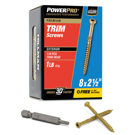 Power Pro&reg; Premium Bronze Exterior Trim Screws (#8 x 2-1/2 in.) - 119 pc