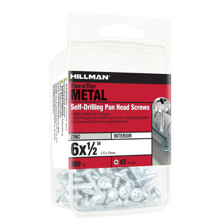 Hillman Zinc Pan Head Phillips Self Drilling Screws (#6-20 x 1/2 in.) - 100 pc
