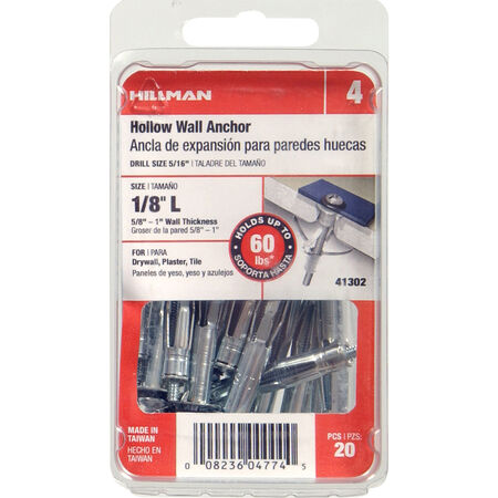 Hillman Hollow Wall Anchor (1/8 in. Long) - 20 pc