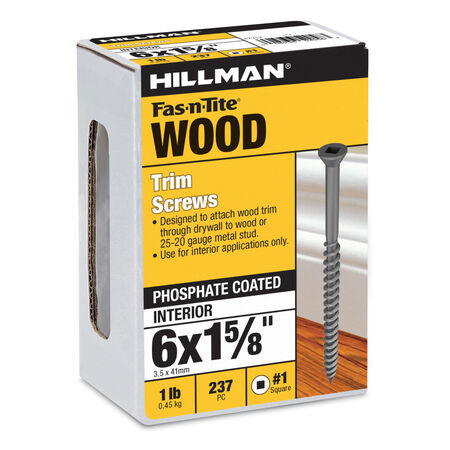 Project Center Square Drive Black Phosphate Trim Screws (#6 x 1-5/8 in.) - 1lb Box