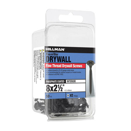 Hillman Fine Thread Drywall Screws (#8 x 2-1/2 in.) - 50 pc