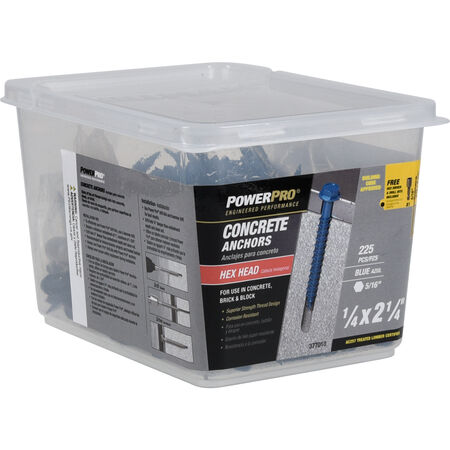 Power Pro Blue Hex Washer-Head Concrete Screw Anchor (1/4 in. x 2-1/4 in.) - 225 pc