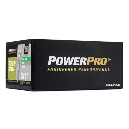 Power Pro Zinc Flat Head Screw-Bolt+ Anchor (1/4 in. x 3 in.) - 25 pc