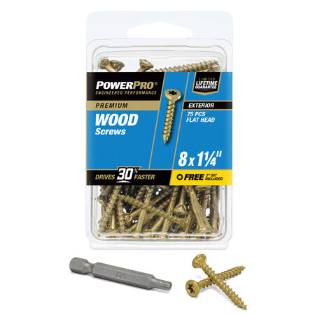 Power Pro Premium Exterior Wood Screws (#8 x 1-1/4 in.) - 75 pc