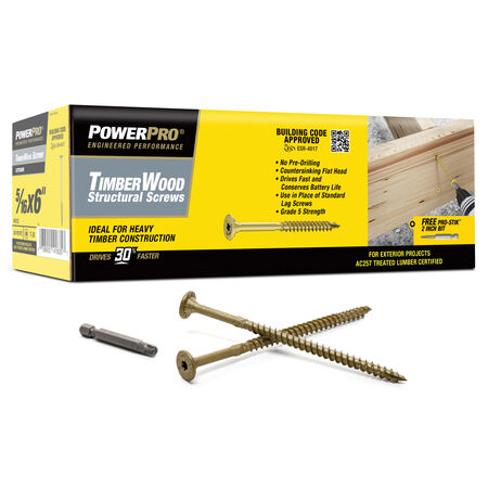 Power Pro TimberWood Bronze Structural Screws (5/16 in. x 6 in.) - 24pc