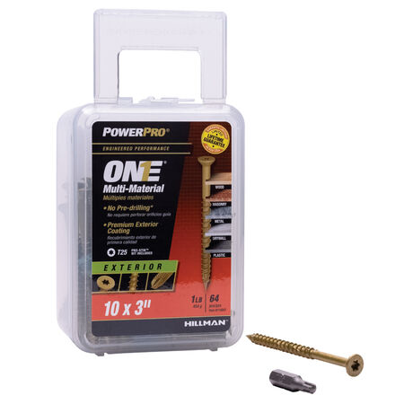 Power Pro ONE Flat Exterior Bronze Multi-Material Screws (#10 x 3 in.) - 1lb Box