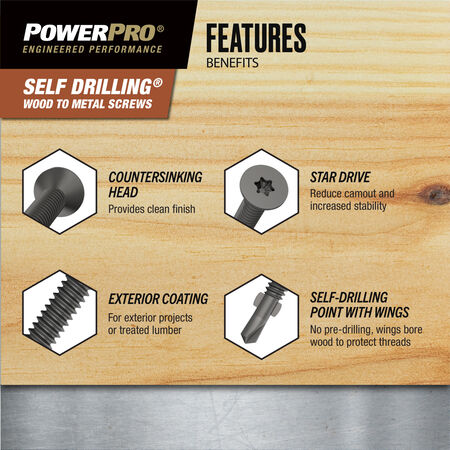 Power Pro Prower Pro Premium Flat Gray Epoxy Self-Drilling Screws (�"-20 � 2 in.) 35pc