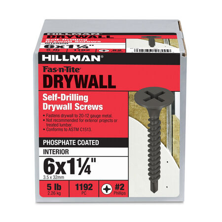 Hillman Fine Self Drilling Drywall Screws (#6 x 1-1/4 in.) - 5lb