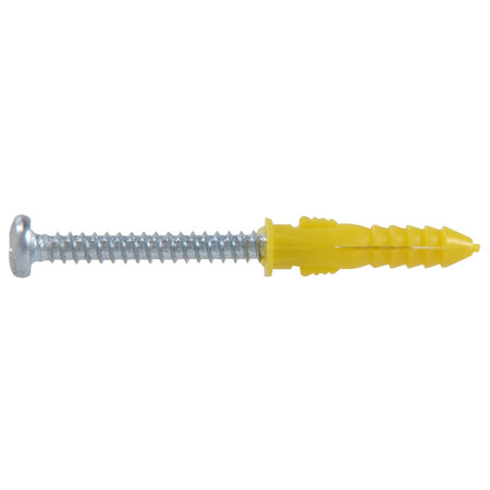 Hillman Yellow Ribbed Plastic Anchor w/ Screws (#4-6-8 x 1 in.) - 6 pc