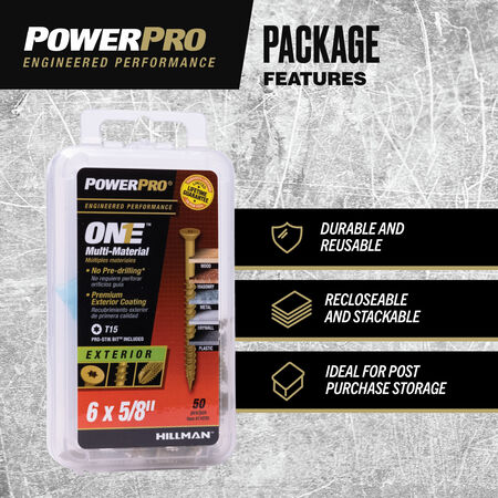 Power Pro ONE Flat Exterior Bronze Multi-Material Screws (#6 x 5/8 in.) - 50 pc