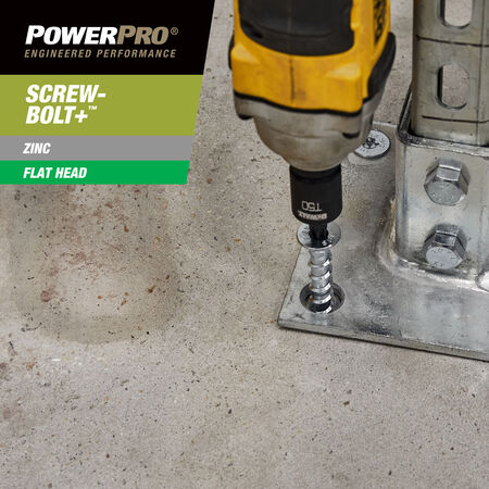 Power Pro Zinc Flat Head Screw-Bolt+ Anchors (3/8 in. x 2-1/2 in.) - 15 pc