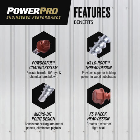 Power Pro Red Self Drilling Metal-to-Wood Roofing Screws (#10 x 2 in.) - 250 pc