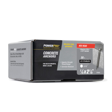 Power Pro 410 Stainless Hex Washer Concrete Screw Anchor (1/4 in. x 2-1/4 in.) 100pc