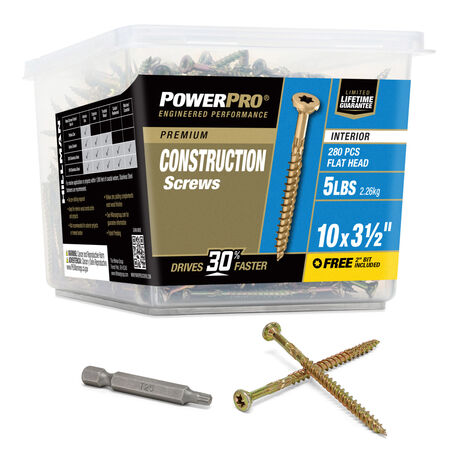 Power Pro Premium Interior Construction Screws (#10 x 3-1/2 in.) - 280 pc
