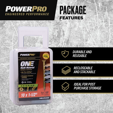 Power Pro ONE Flat Exterior Bronze Multi-Material Screws (#10 x 1-1/2 in.) - 122 pc