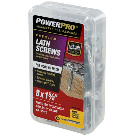 Power Pro Stainless Steel Truss-Head Lath Screws (#8 x 1-5/8 in.) - 1lb Box