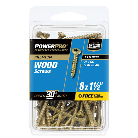 Power Pro Premium Exterior Wood Screws (#8 x 1-1/2 in.) - 75 pc