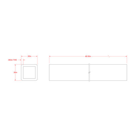 SteelWorks Weldable Hot-Rolled Steel Square Tube (1/2 in. x 4 ft.)