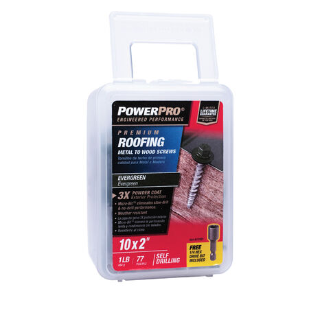 Power Pro Green Self Drilling Metal-to-Wood Roofing Screws (#10 x 2 in.) - 77 pc