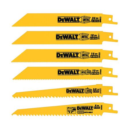 DEWALT Bi-Metal Reciprocating Saw Blade Set Multi TPI 6 pc
