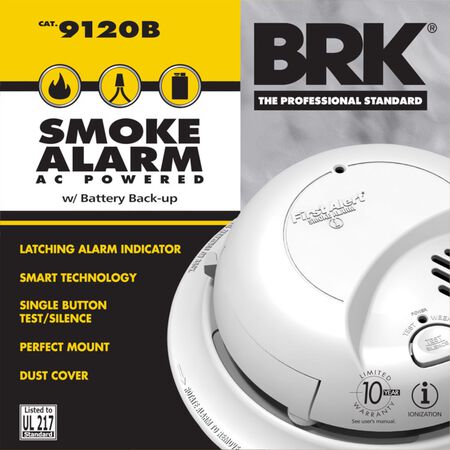 Brk Hard-Wired with Battery Back-Up Ionization Smoke/Fire Detector