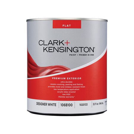 Clark+Kensington Flat Designer White House & Trim Paint & Primer Exterior 1 Quart
