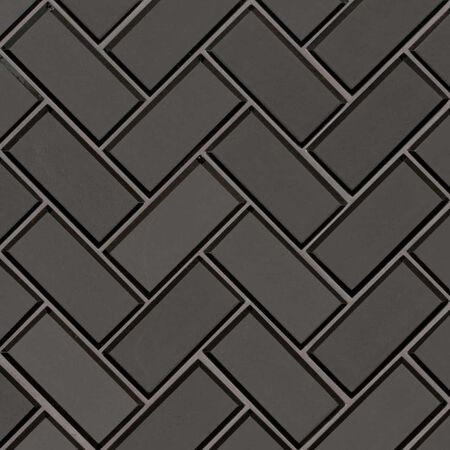 METALLIC GRAY BEVEL HERRINGBONE 8MM Glass Tile
