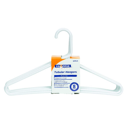 Homz 9-3/8 in. H X 3/8 in. W X 16-1/4 in. L Plastic White Heavy Duty Clothes Hangers 8 pk