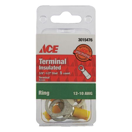Ace Ring Terminal Yellow 5 pk