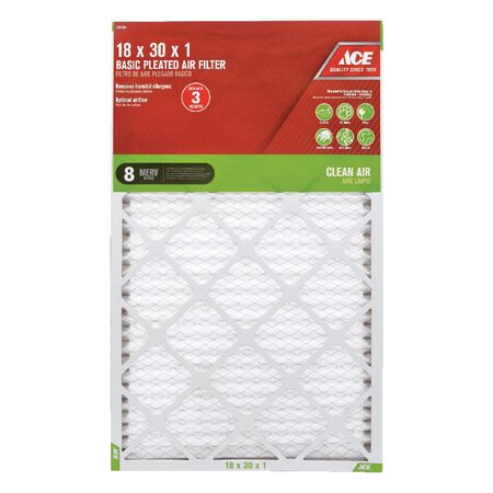 Ace 18 in. W X 30 in. H X 1 in. D Synthetic 8 MERV Pleated Air Filter 1 pk