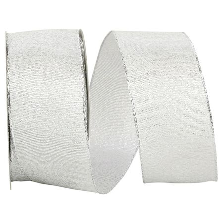 Reliant Ribbon Glimmer Wired Edge Ribbon, Silver, 1-1/2 in., 10 Yards