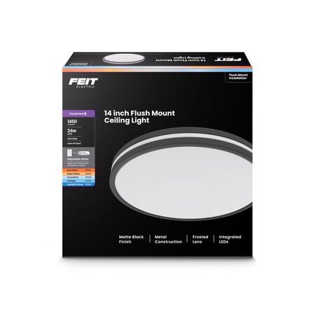 Feit 2.6 in. H X 14 in. W X 14 in. L Matte Black Black Ceiling Fixture