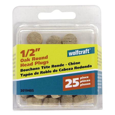 Wolfcraft Round Oak Head Plug 1/2 in. D X 0.3 in. L 1 pk Natural