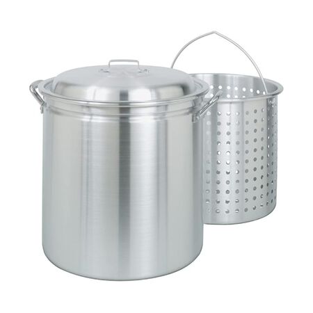 Bayou Classic Aluminum Stockpot with Basket 42 Qt