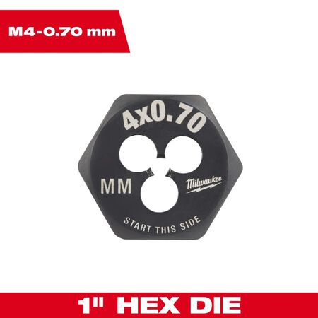 Milwaukee Metric M4x0.7 mm 1 in. Hex Threading Die