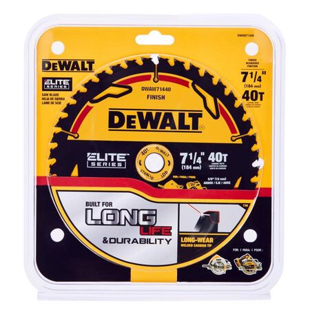 DEWALT Elite Series 7-1/4 in. D X 5/8 in. Carbide Circular Saw Blade 40 teeth 1 pk