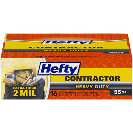 Hefty 55 gal No Scent Scent Contractor Bags Twist Tie 16 pk 2 mil