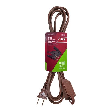 Ace Indoor 9 ft. L Brown Extension Cord 16/2 SPT-2