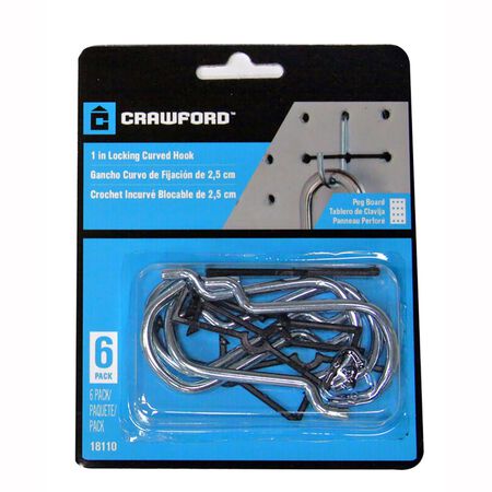 Crawford Zinc Plated Black/Silver Steel 1 in. Peg Hooks 1 pk
