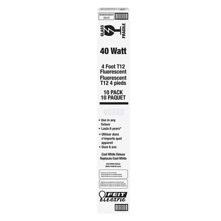 Feit Electric 40 W T12 48 in. L Fluorescent Bulb Cool White Linear 4100 K 10 pk