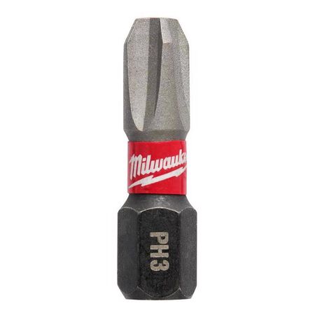 Milwaukee Shockwave Phillips #3 X 1 in. L Screwdriver Bit Steel 2 pk