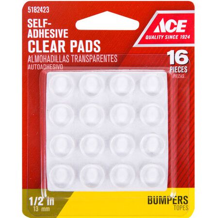 Ace Vinyl Round Protective Pads Clear 1/2 in. W 16 pk