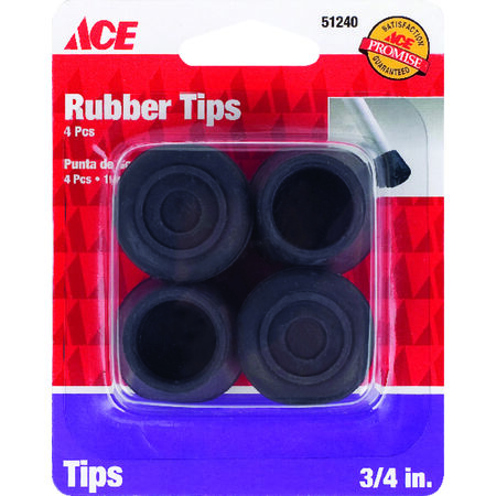 Ace Rubber Leg Tip Black Round 3/4 in. W 4 pk