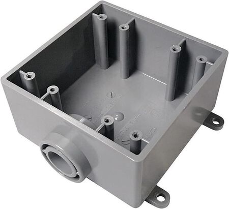Cantex New and Old Work 32 cu in Square PVC 2 gang Outlet Box Gray